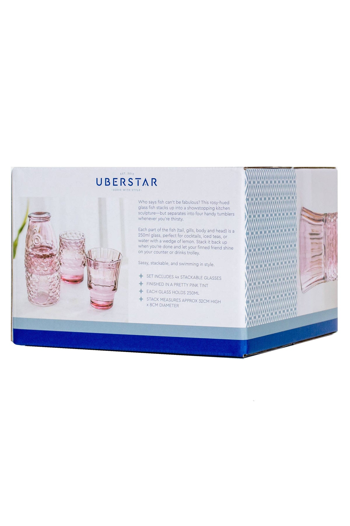 4 stk Stableglass – Fisk Rosa