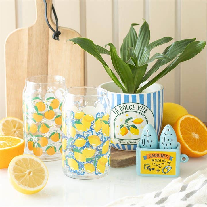 Lemon Print Glass