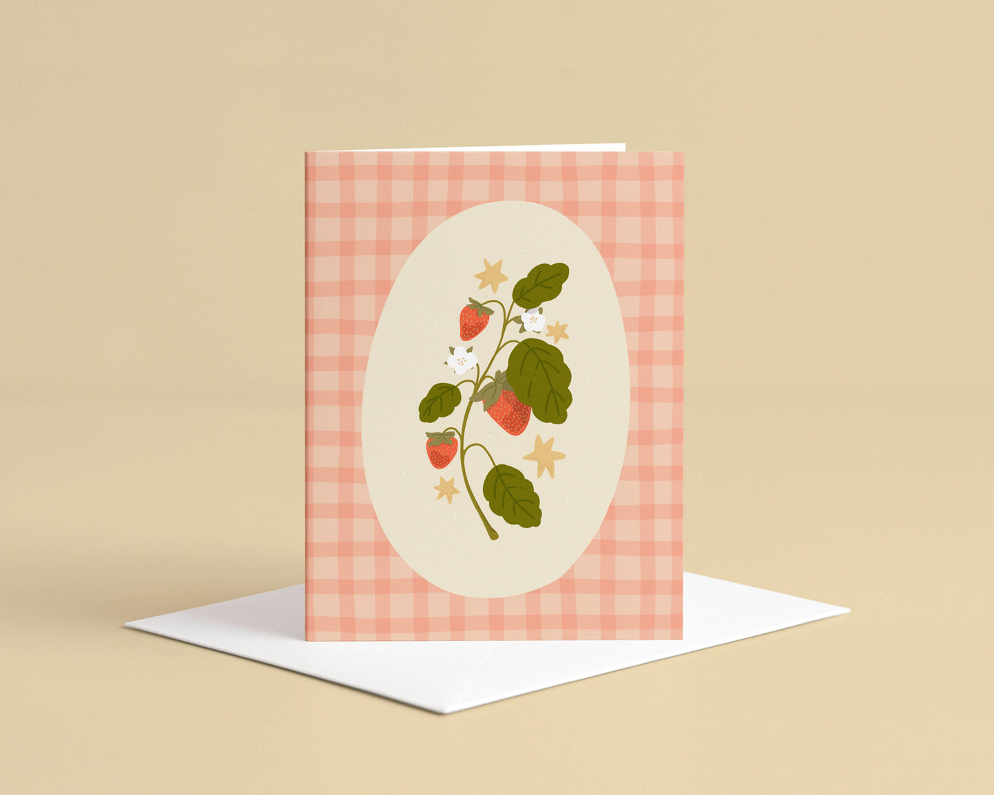 Strawberry Gingham - Dobbelt Kort