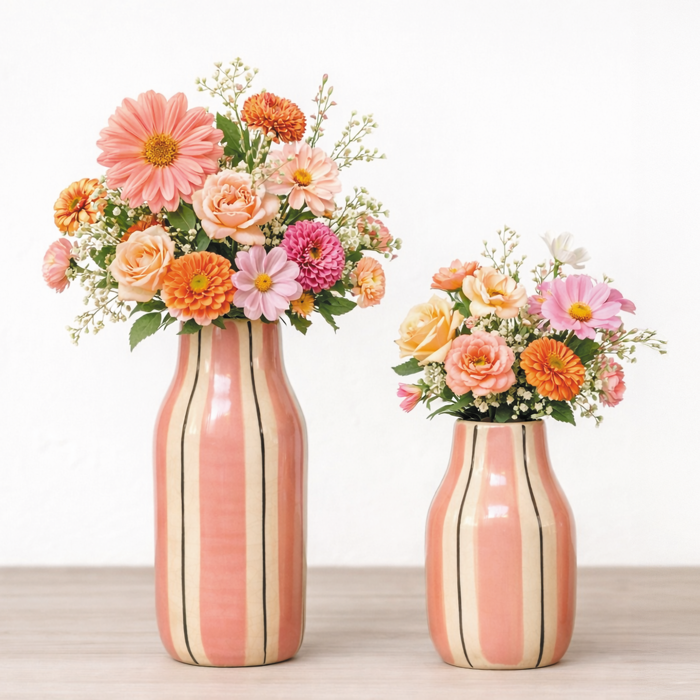 Stor Rosa Stripet Vase