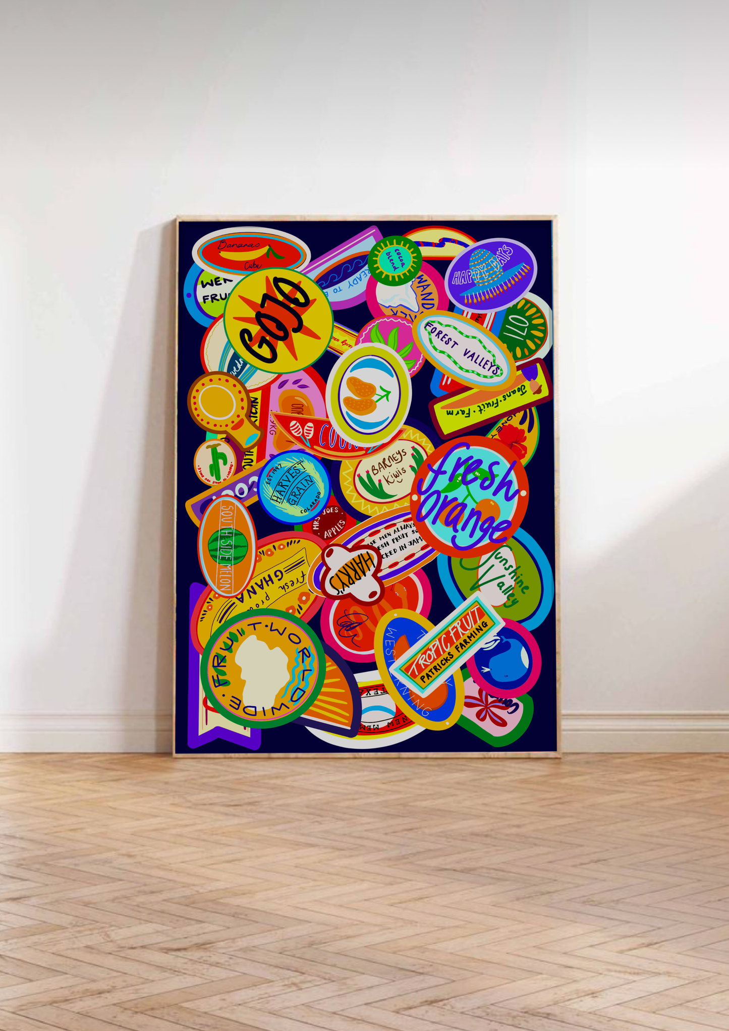 Fruit Stickers Kunsttrykk A4