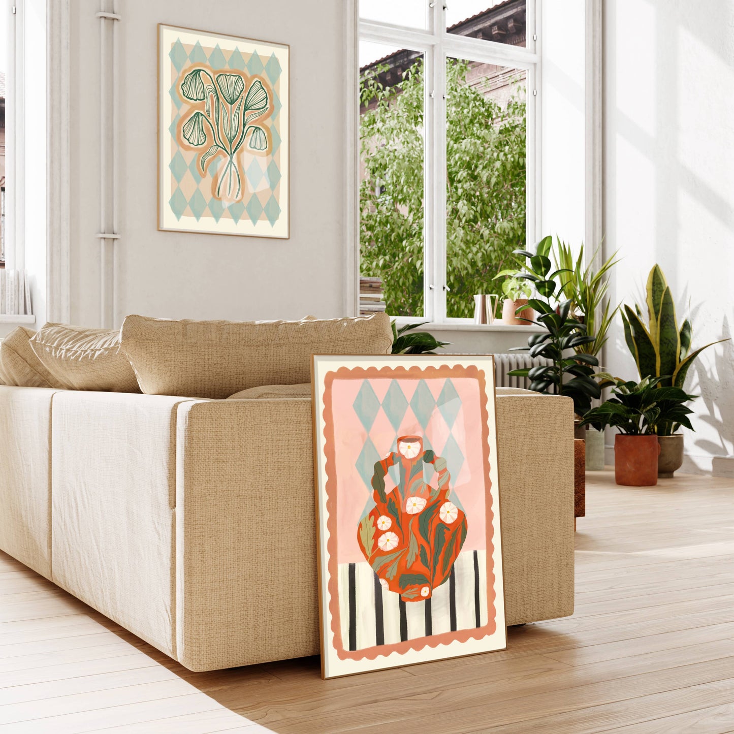 Orange Blomsterpotte - Kunsttrykk - A3