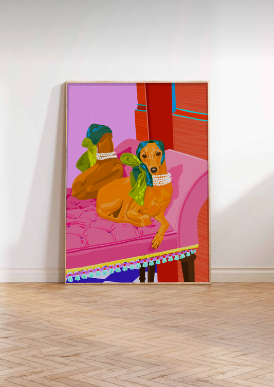 Boujee Greyhound Kunsttrykk A3