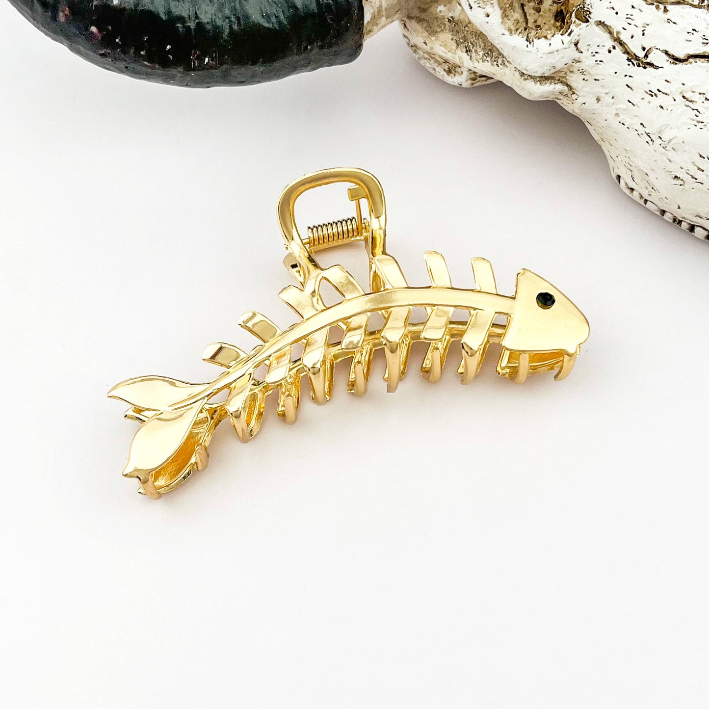 Gullfarget Fiskeskjelett - Hårklype