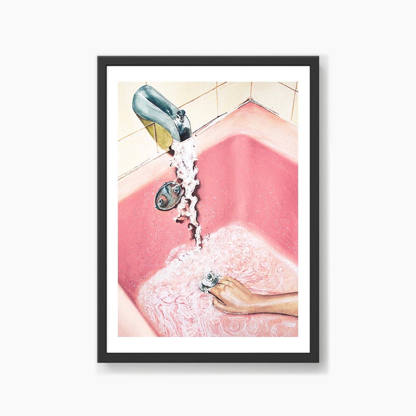 Retro Rosa Bad - Kunsttrykk - A4