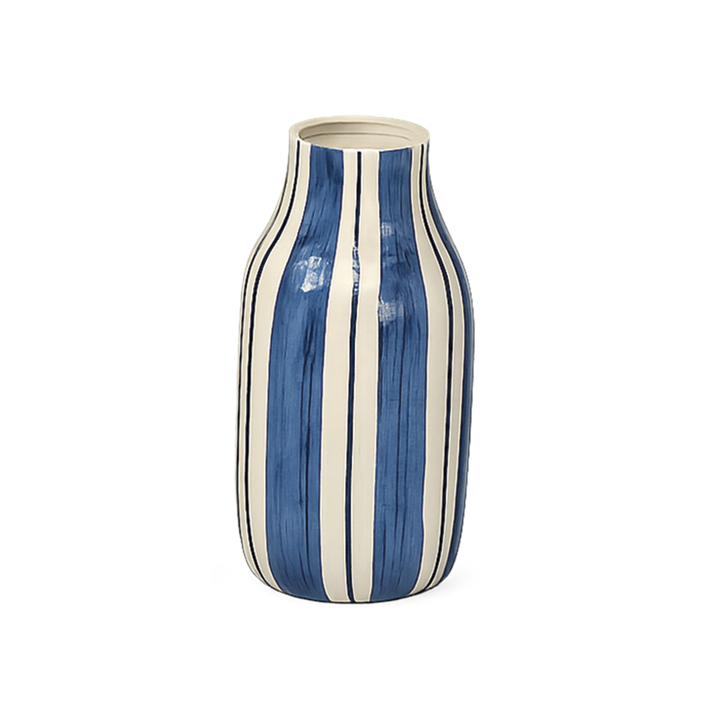 Medium Blå Stripet Vase