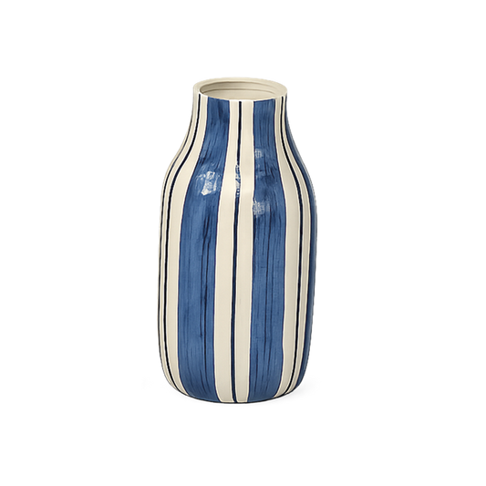 Medium Blå Stripet Vase