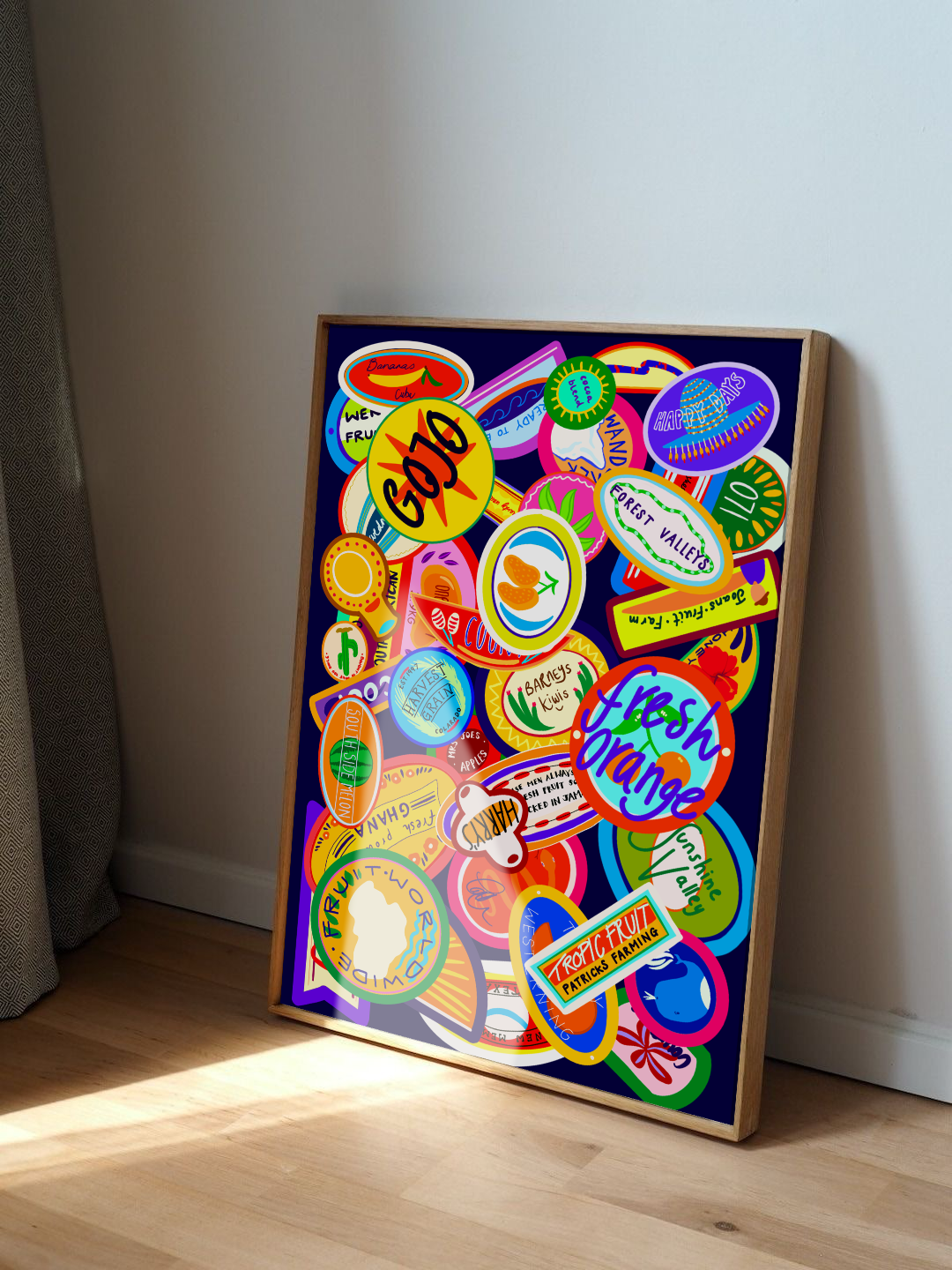Fruit Stickers Kunsttrykk A4