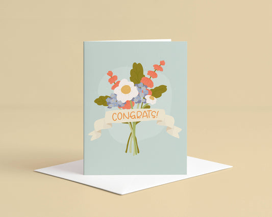 Congrats Bouquet - Dobbelt Gratulasjonskort
