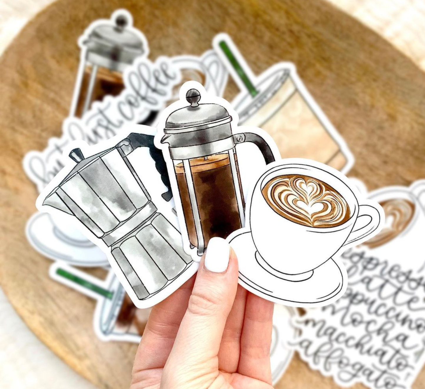 Lattekunst Kaffekopp Klistremerke - 6,3 cm x 6,3 cm