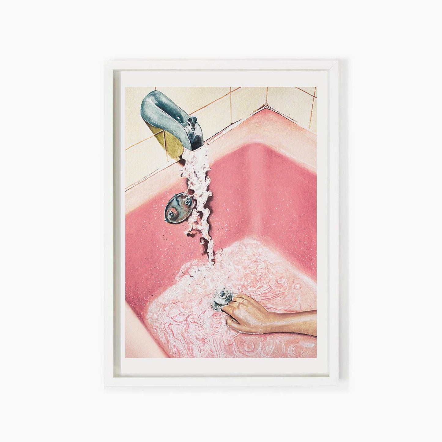 Retro Rosa Bad - Kunsttrykk - A4