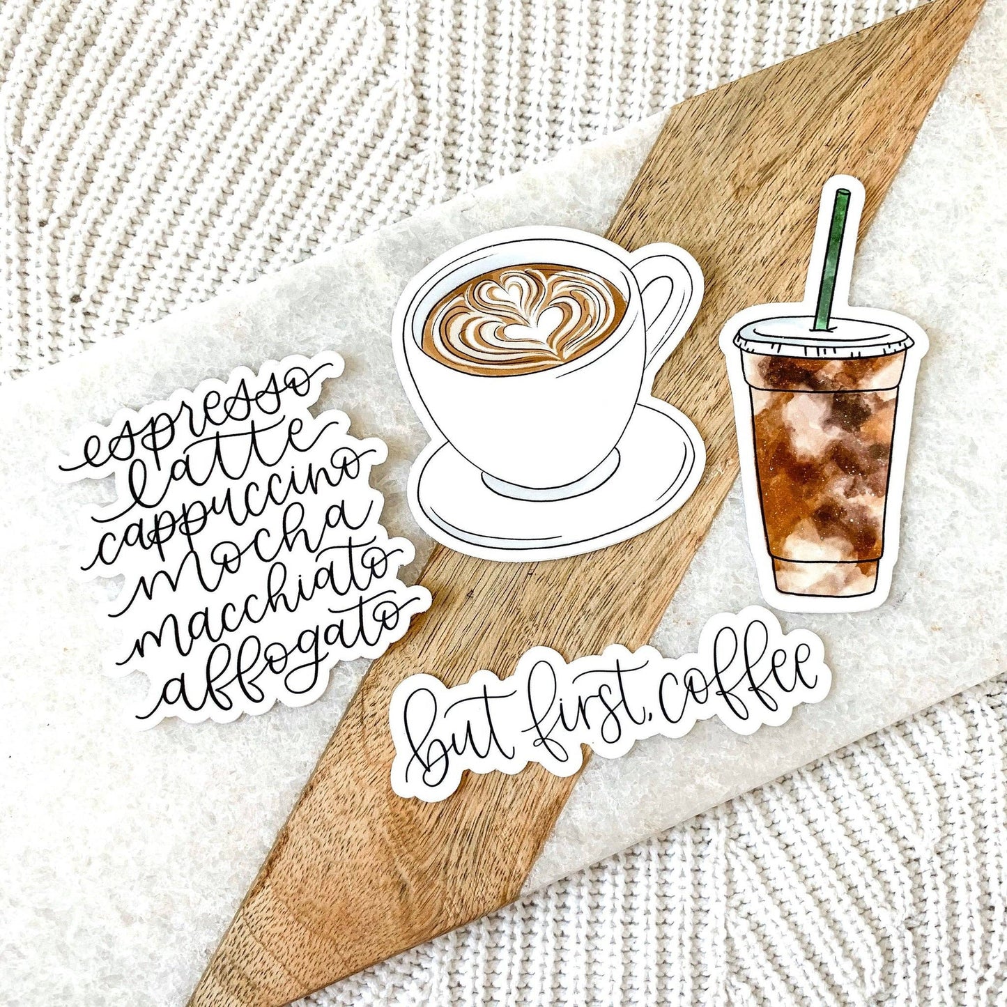 Lattekunst Kaffekopp Klistremerke - 6,3 cm x 6,3 cm