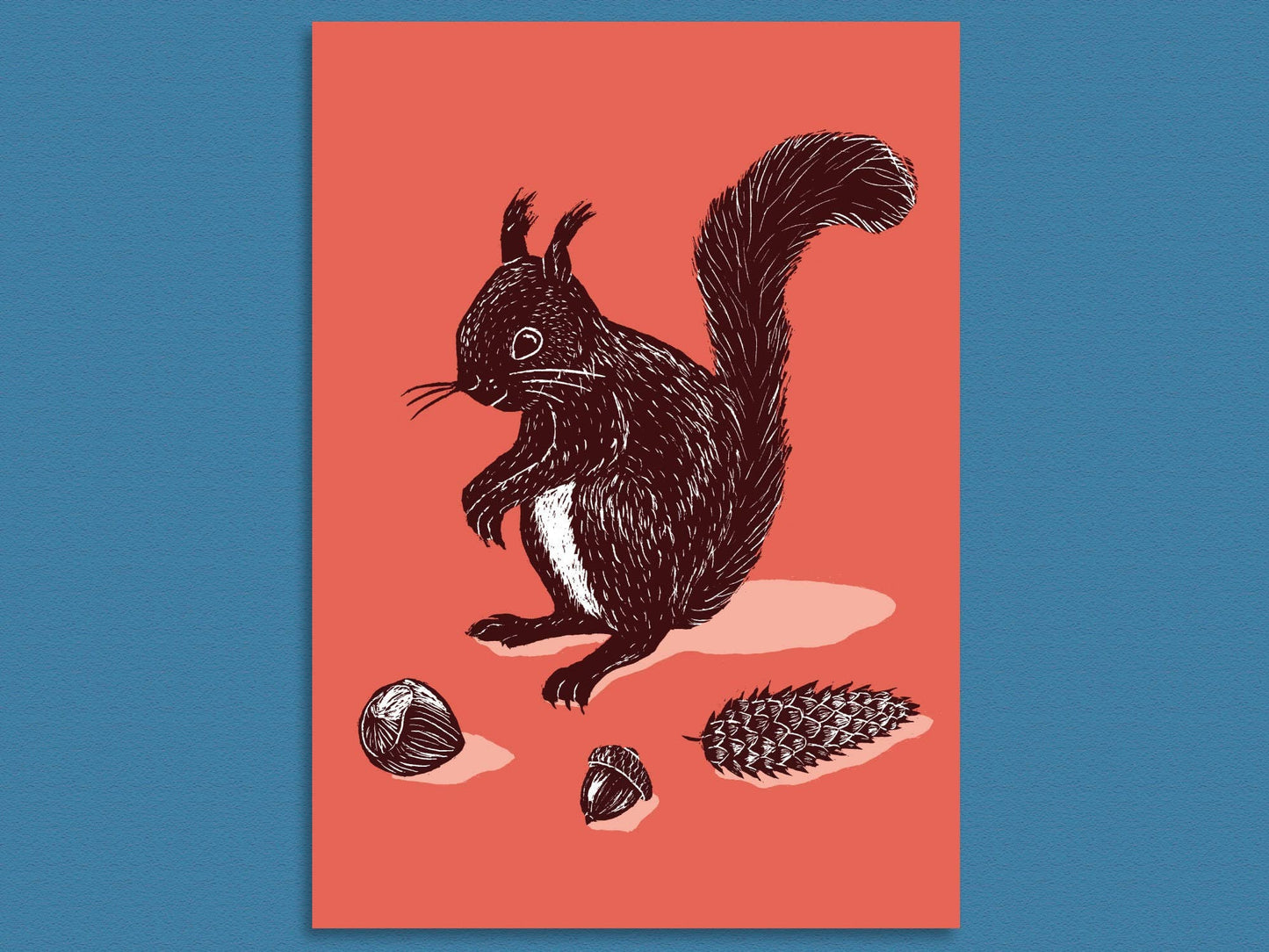 Ekorn - Kunsttrykk - A4