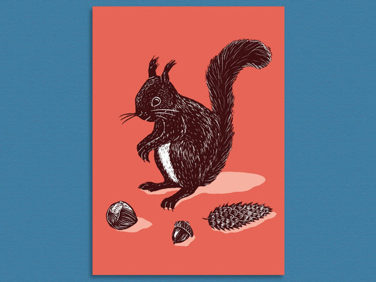 Ekorn - Kunsttrykk - A4