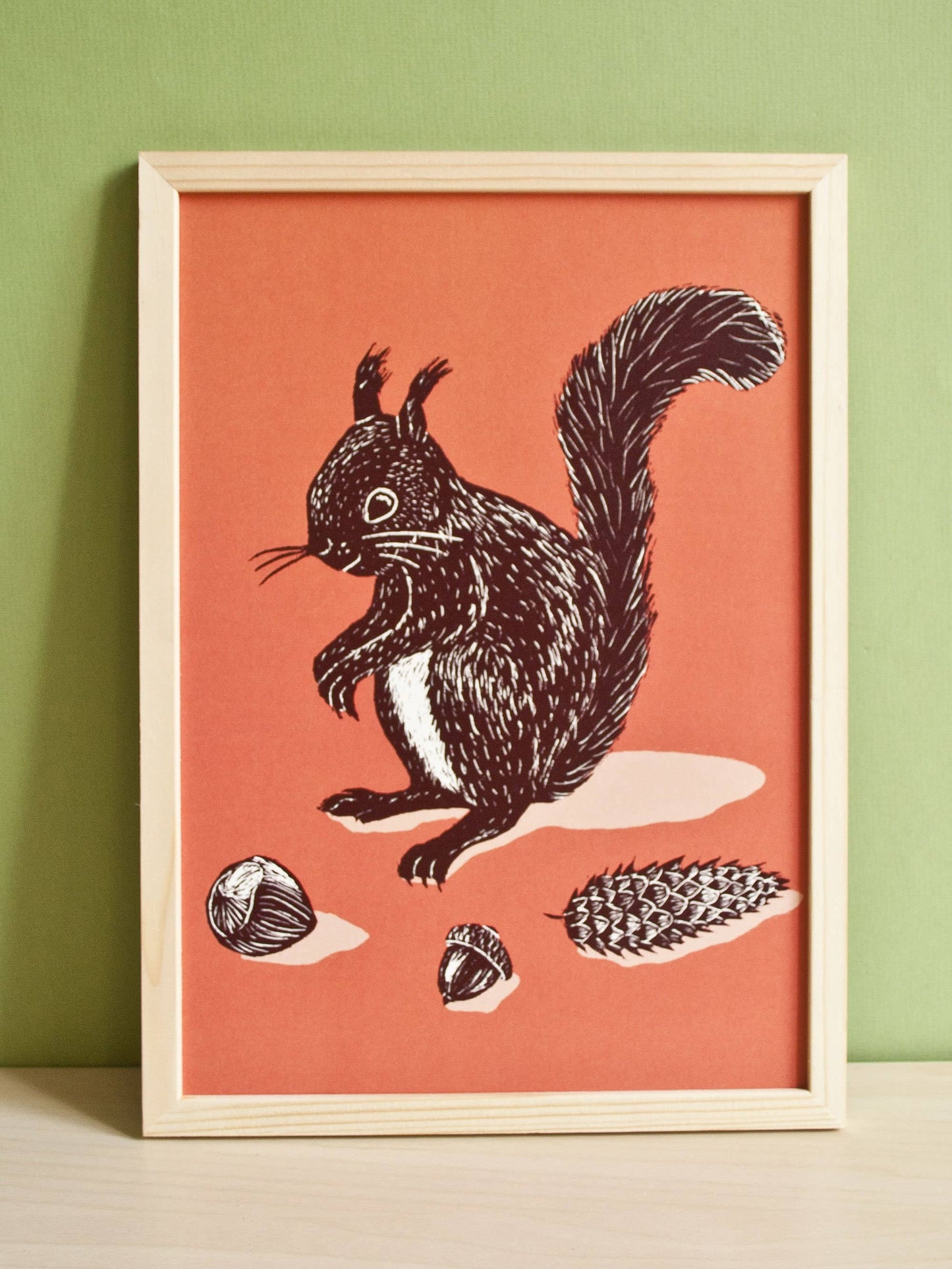 Ekorn - Kunsttrykk - A4