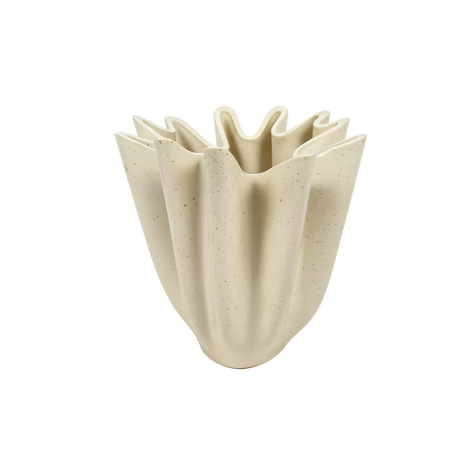 Beige Bølgete Vase