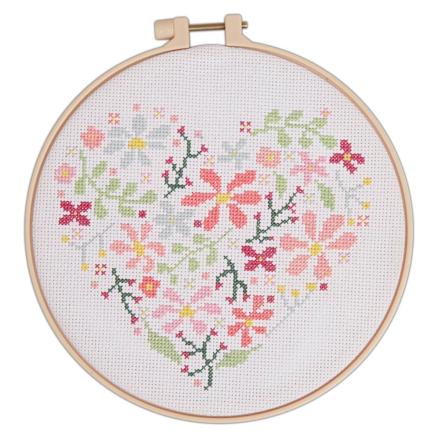 Blomsterhjerte - Korssting Broderisett