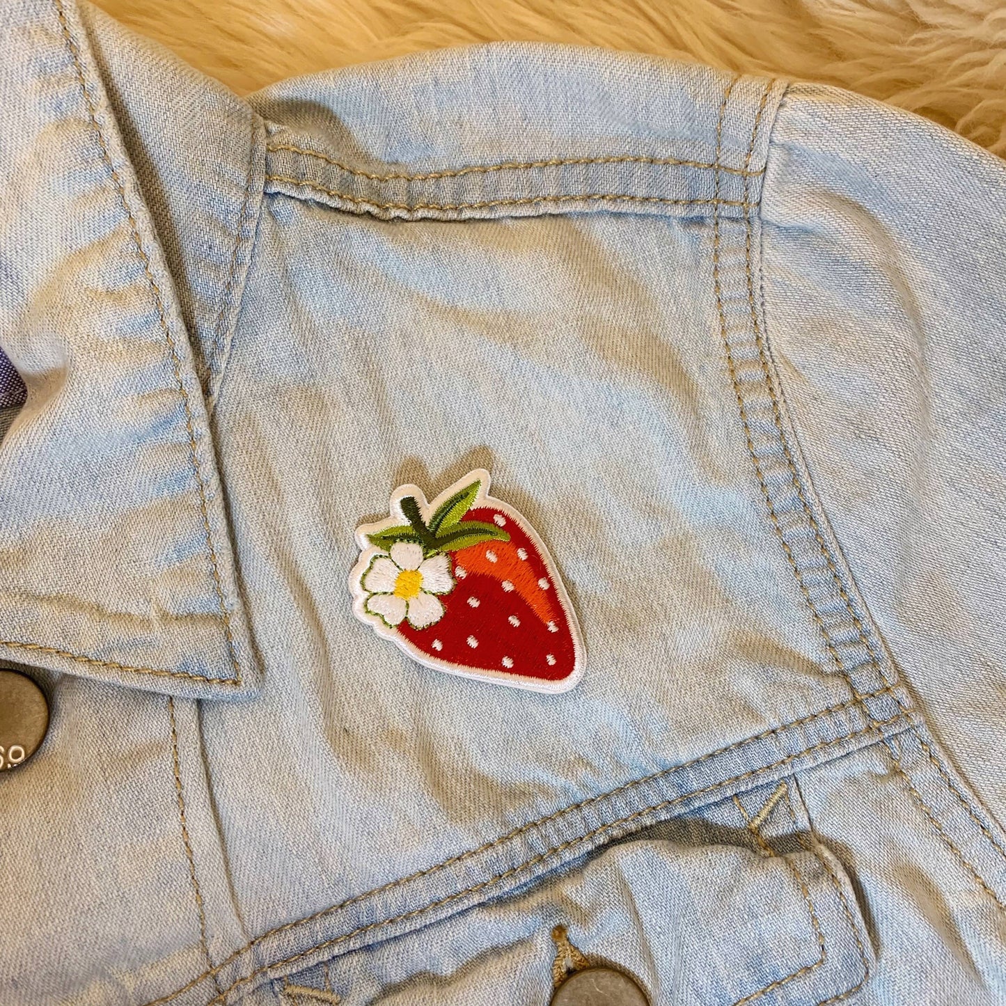 Jordbær Brodert Strykemerke
