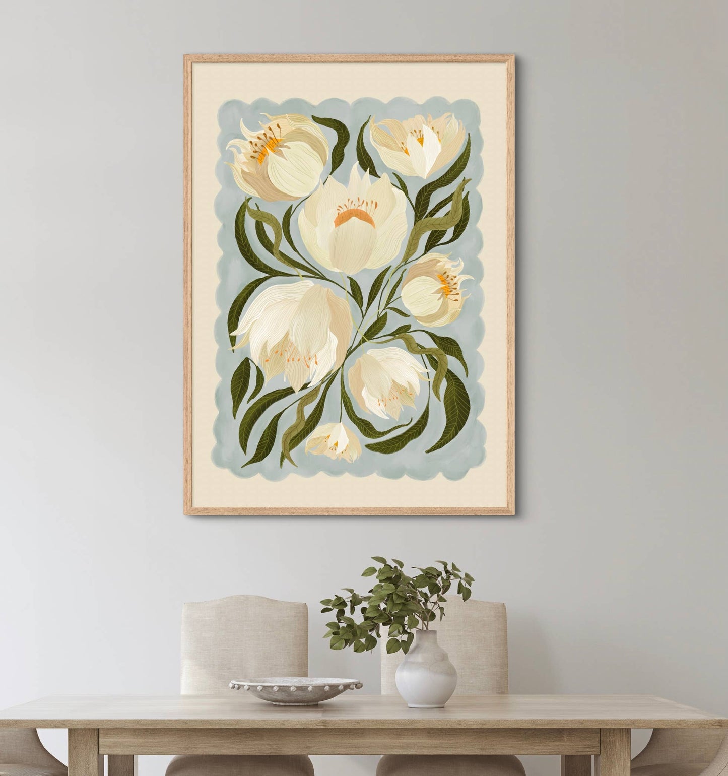 Hvite Peoner - Kunsttrykk - A4