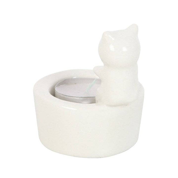 Hvit Katt Telysholder