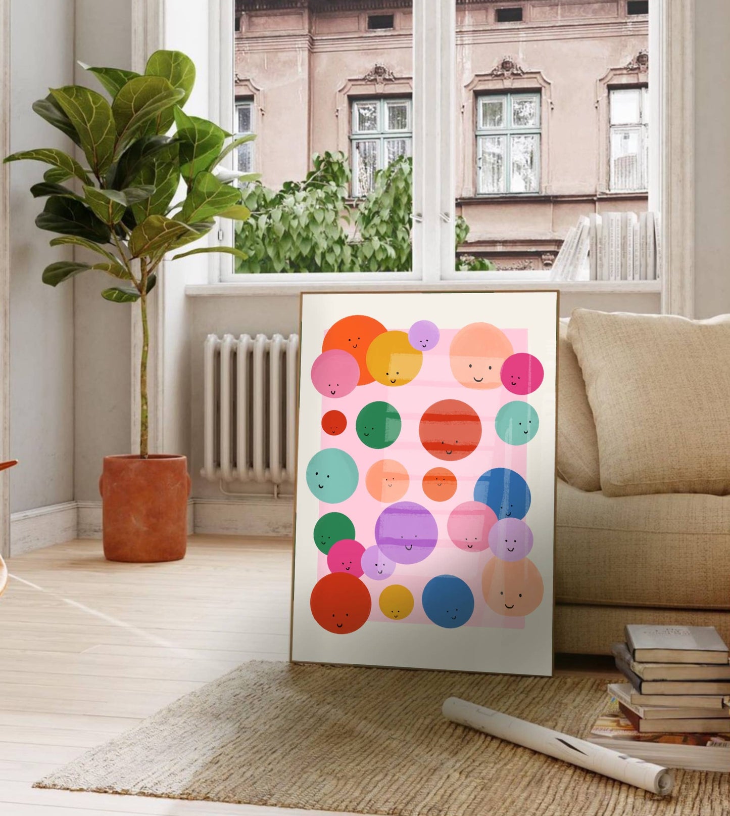 Colourful Smileys - Kunsttrykk - A4
