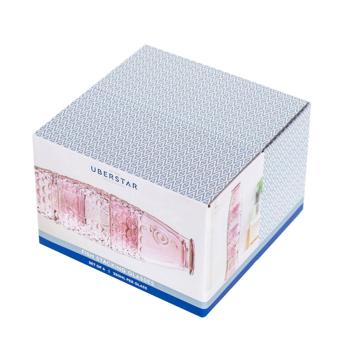 4 stk Stableglass – Fisk Rosa