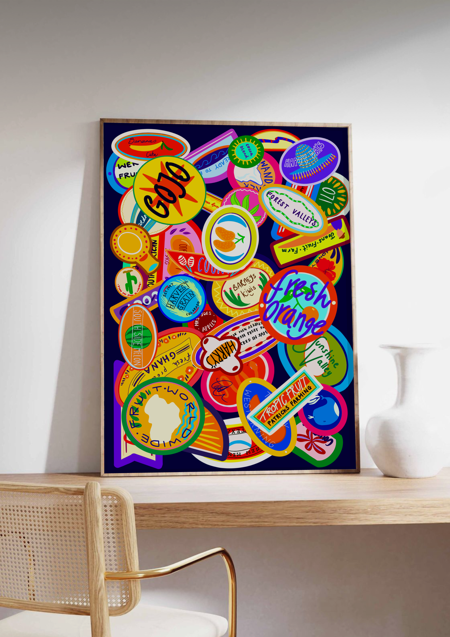 Fruit Stickers Kunsttrykk A4