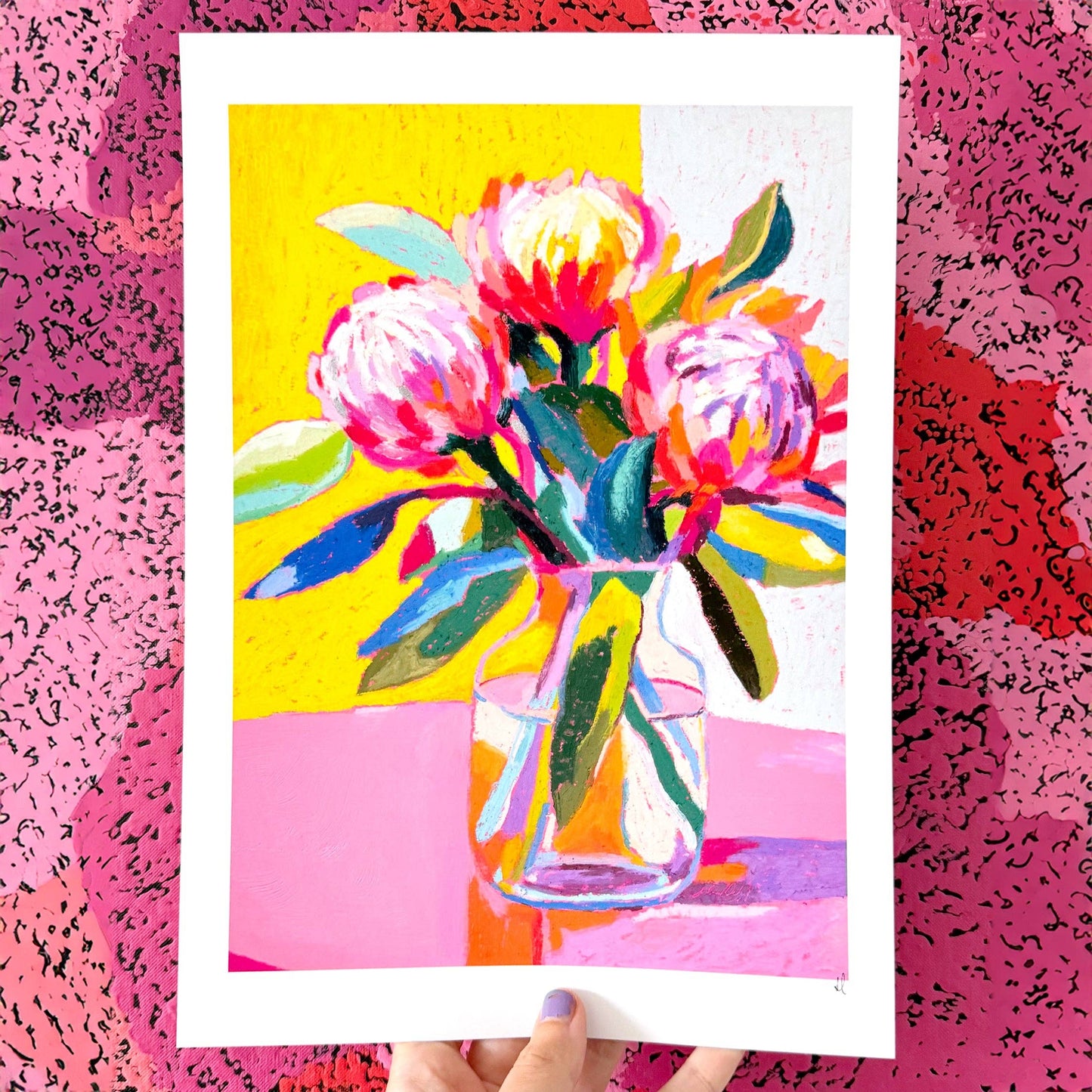 Playful Protea - Kunsttrykk - A3
