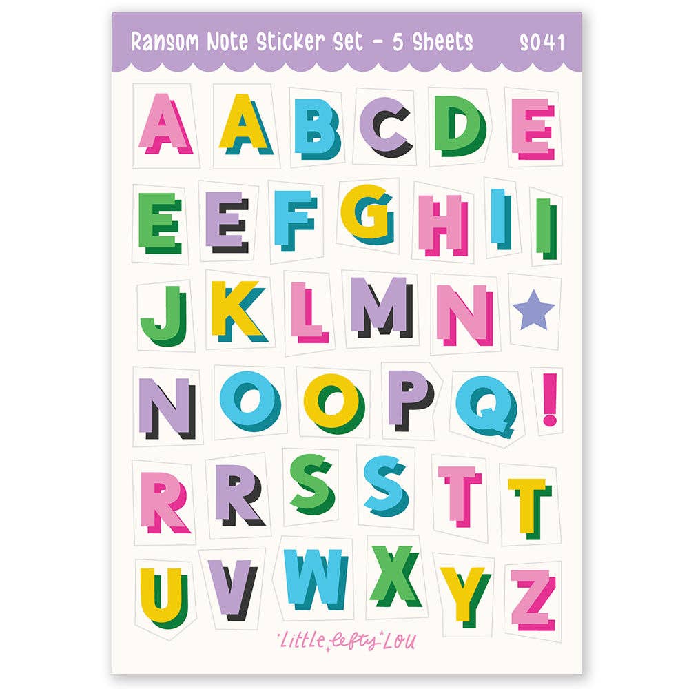 Ransom Note Klistremerkeark - 5 Ark Vannfast