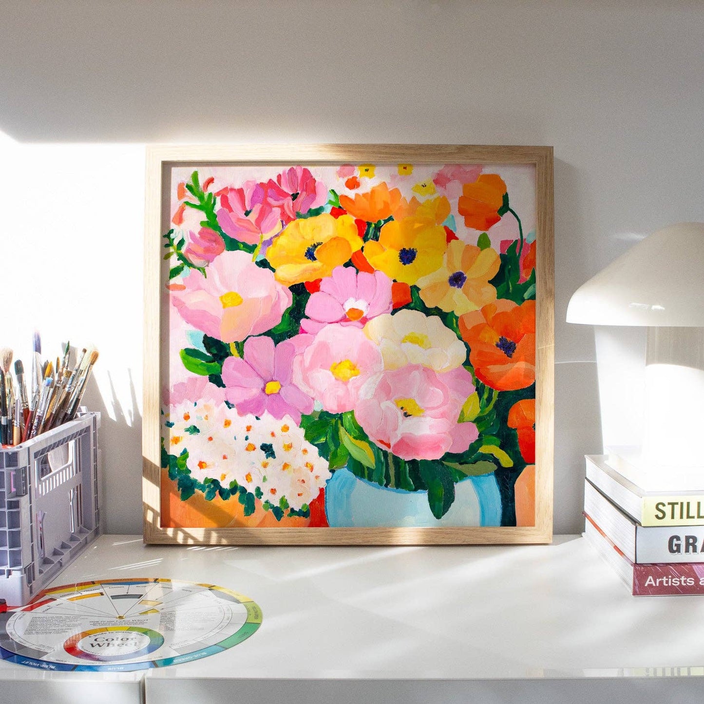 Market Day Flowers - Kunsttrykk - 8x8"