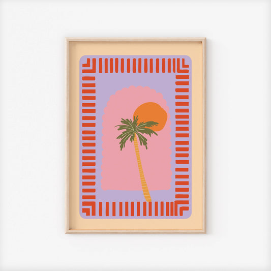 Palmtree And Sun - A4 - Kunsttrykk