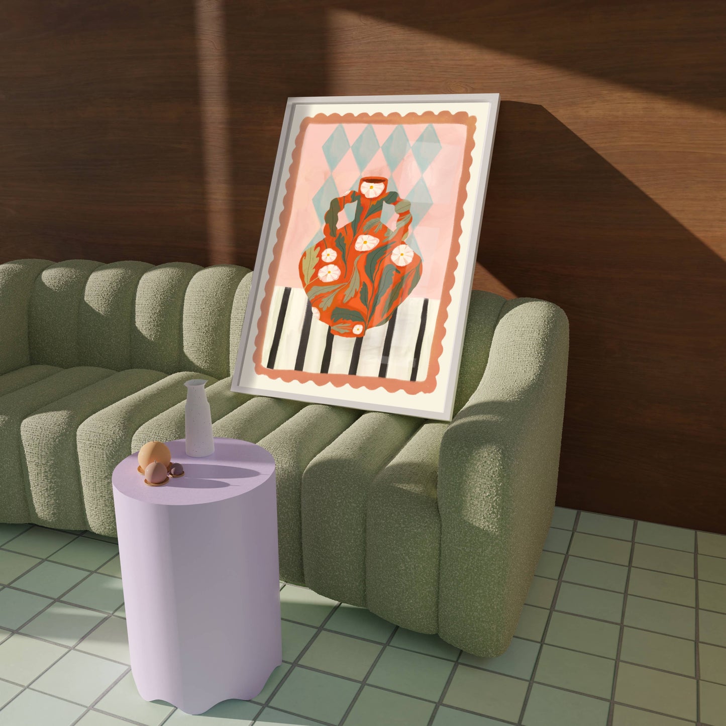 Orange Blomsterpotte - Kunsttrykk - A3