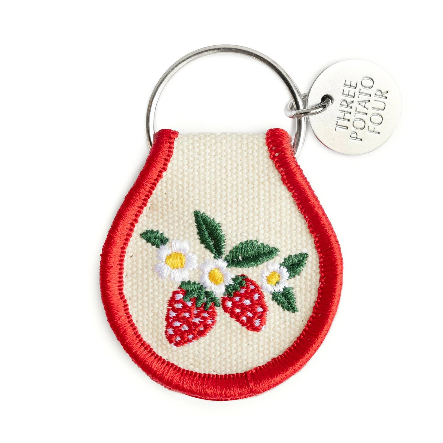 Jordbær Blomst - Brodert Nøkkelring