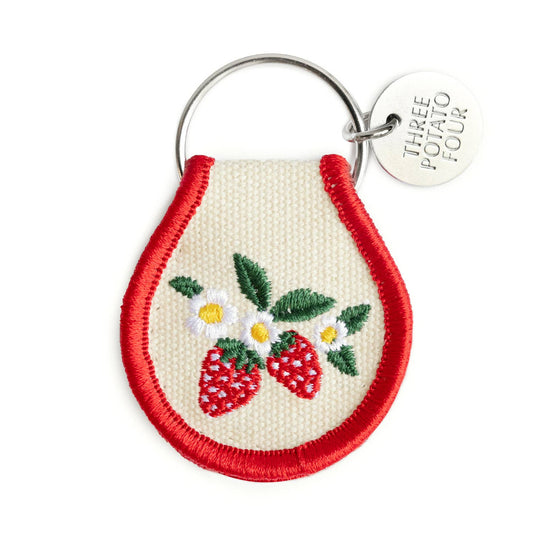 Jordbær Blomst - Brodert Nøkkelring