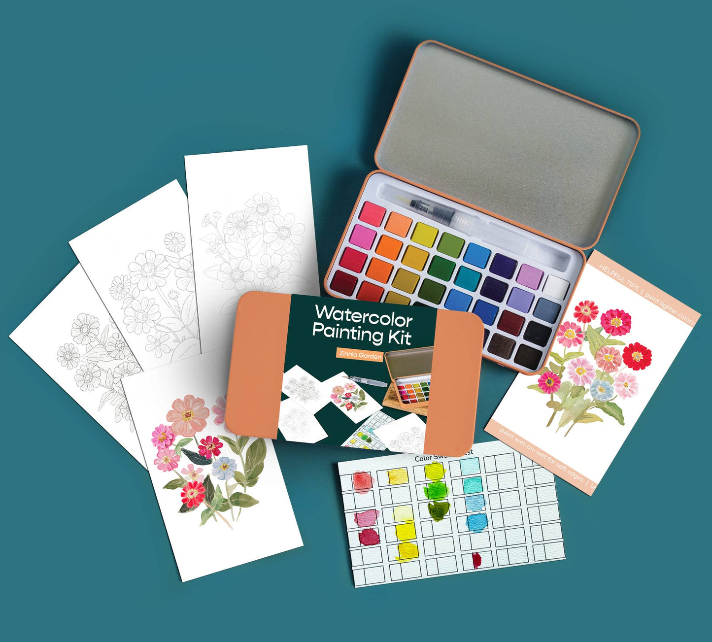 Zinnia Garden - Vannmaling Sett