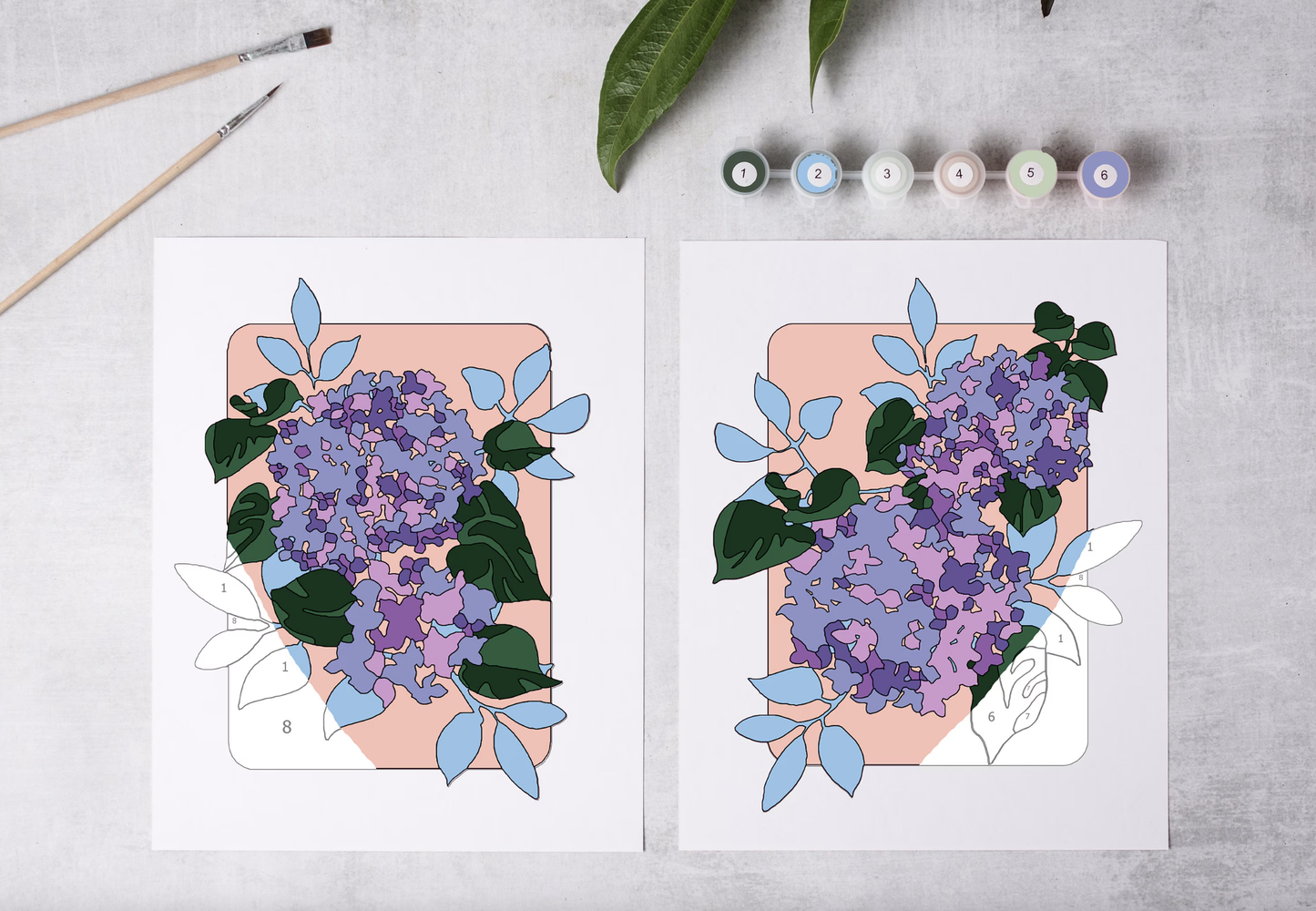 Paint-By-Numbers Sett - Hortensia