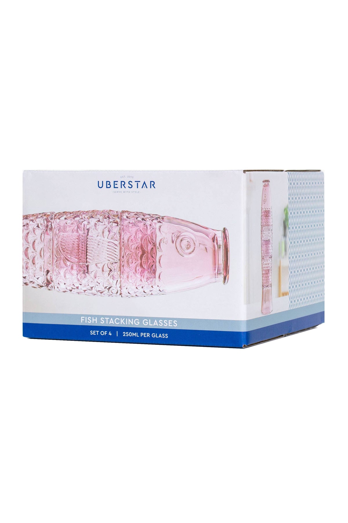 4 stk Stableglass – Fisk Rosa