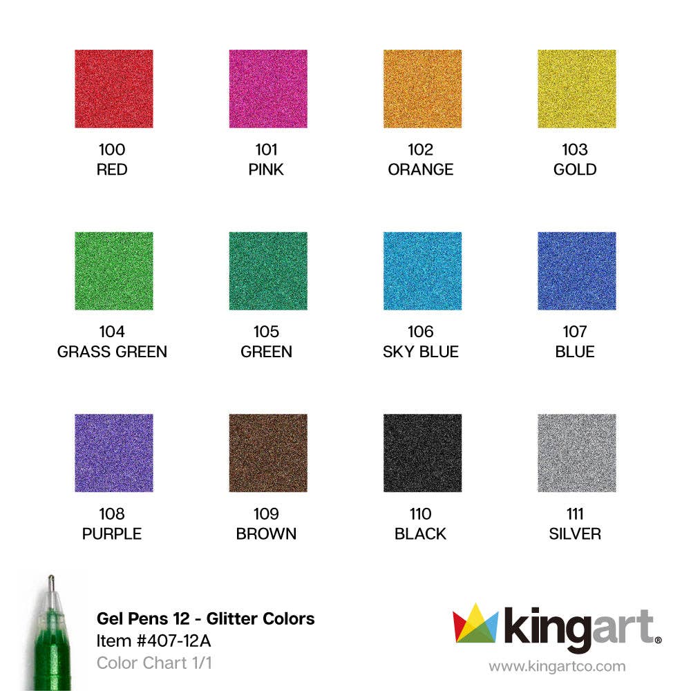 Glitter Gelpenner - 12-pk