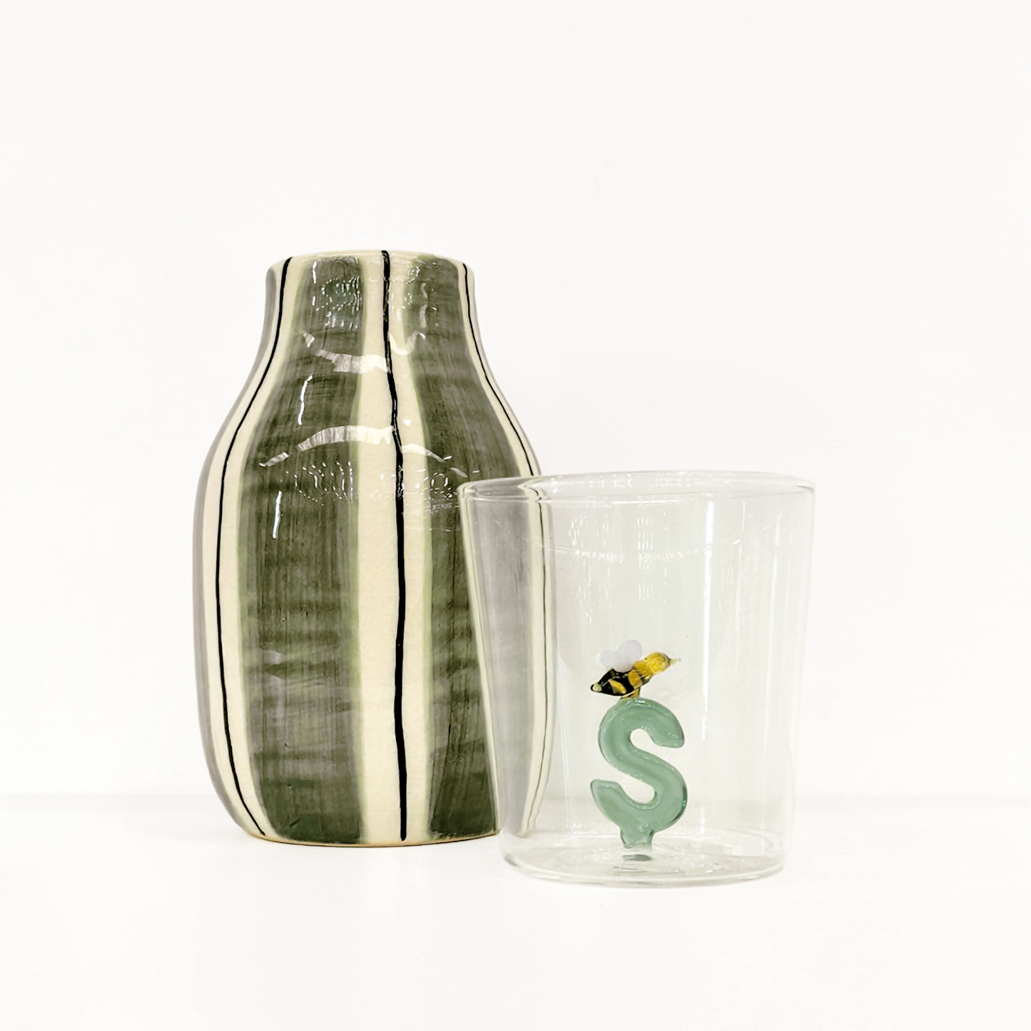 Liten Khaki Stripet Vase
