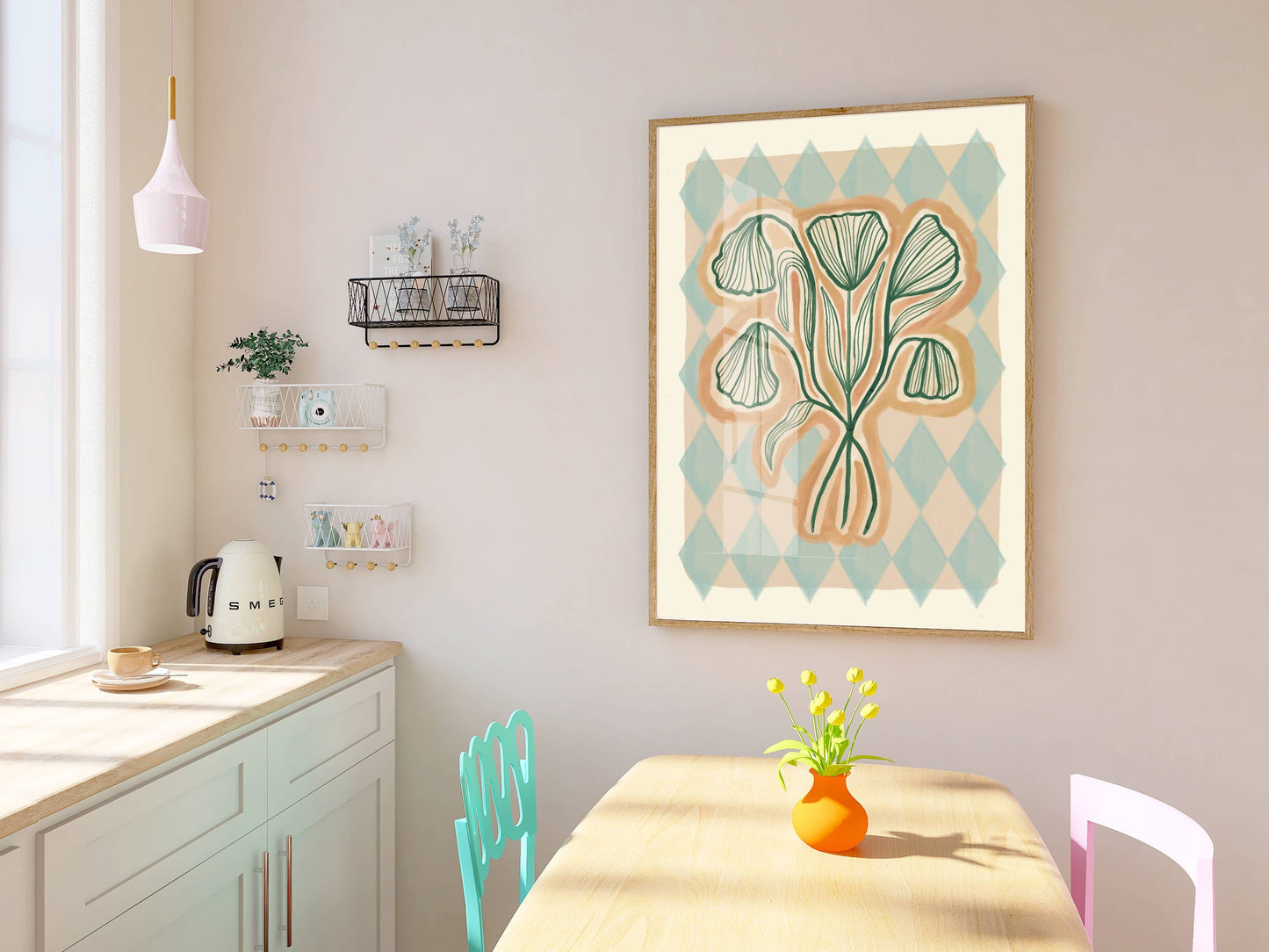 Floral Linje - Kunsttrykk - A5