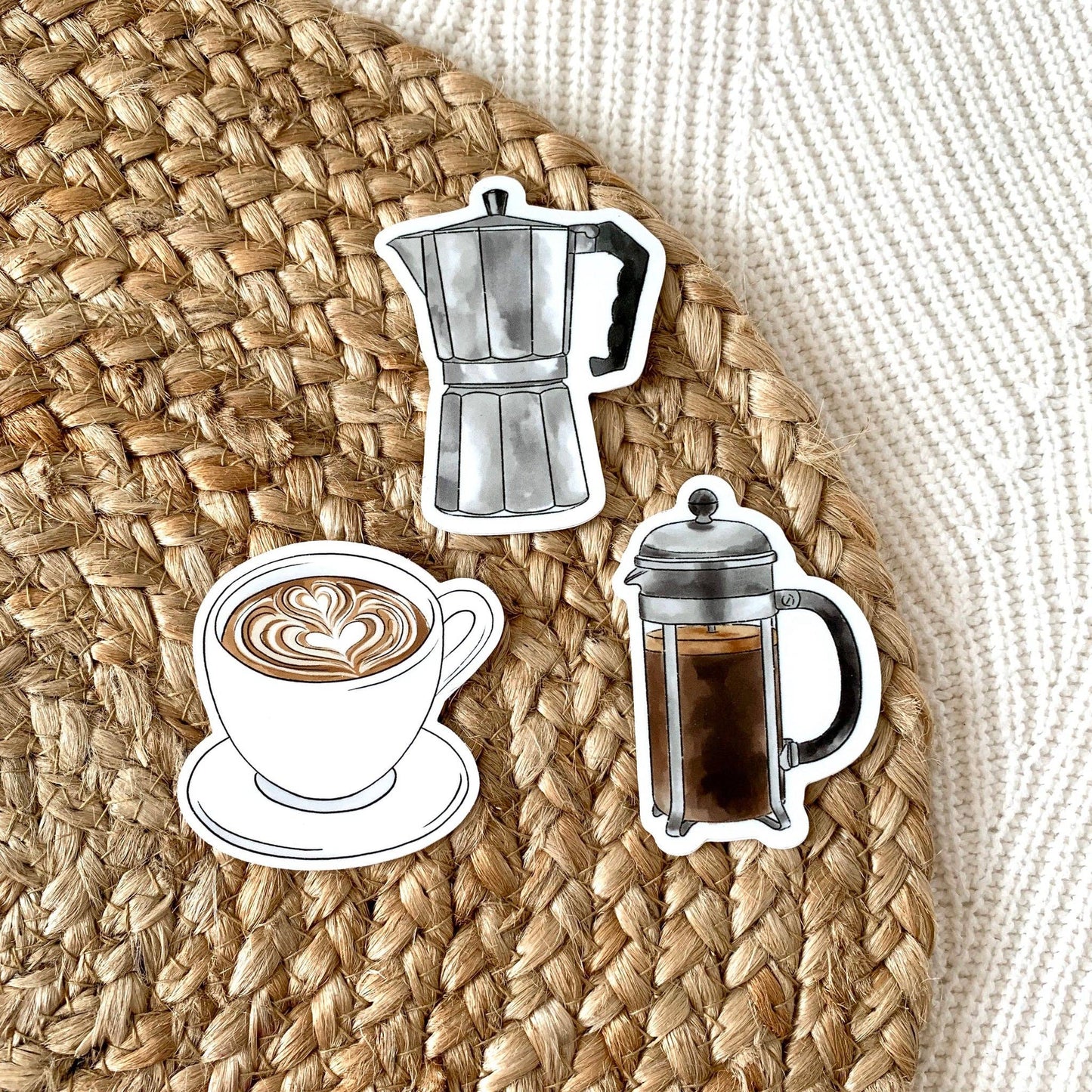 Lattekunst Kaffekopp Klistremerke - 6,3 cm x 6,3 cm