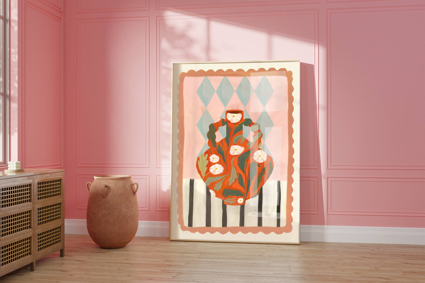 Orange Blomsterpotte - Kunsttrykk - A3