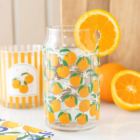 Orange Print Glass