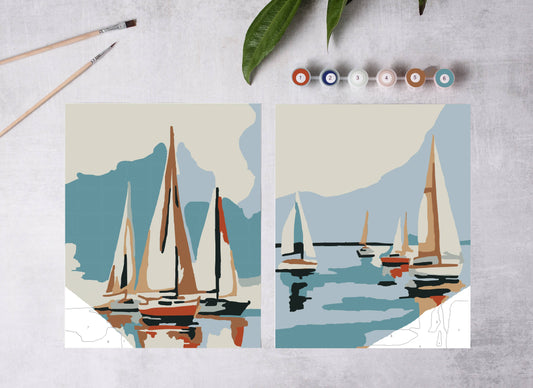 Paint-By-Numbers Sett - Seilbåter