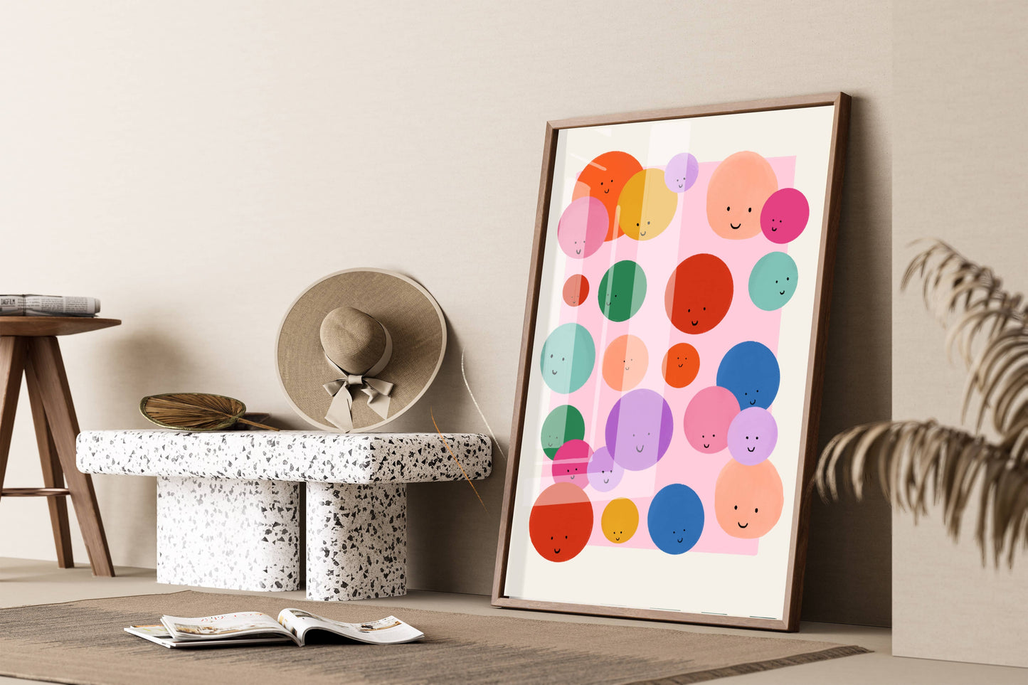 Colourful Smileys - Kunsttrykk - A4