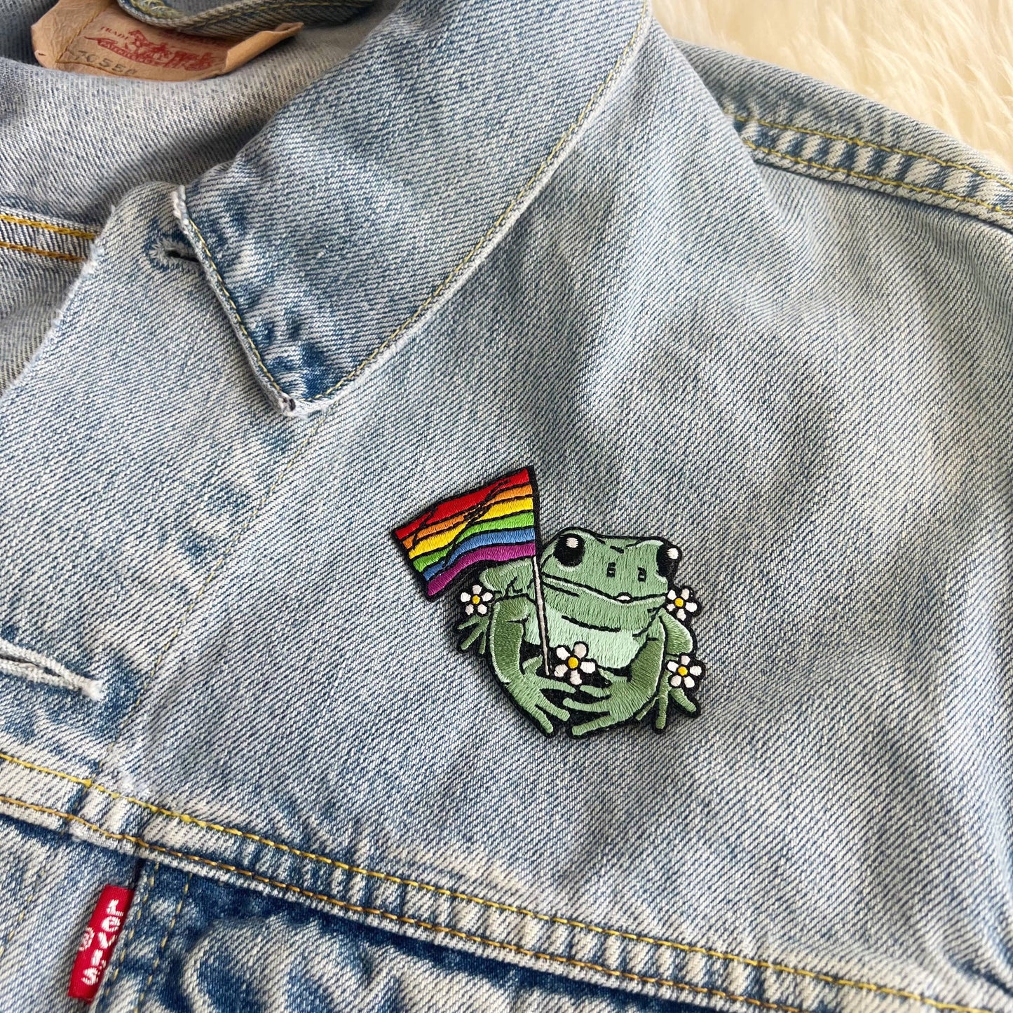 Frosk Med Prideflagg Strykemerke