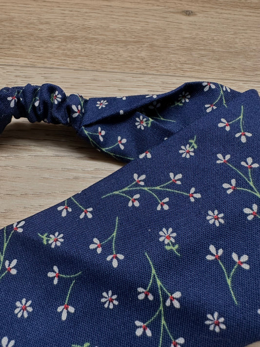Hårbånd mørkeblått med blomster