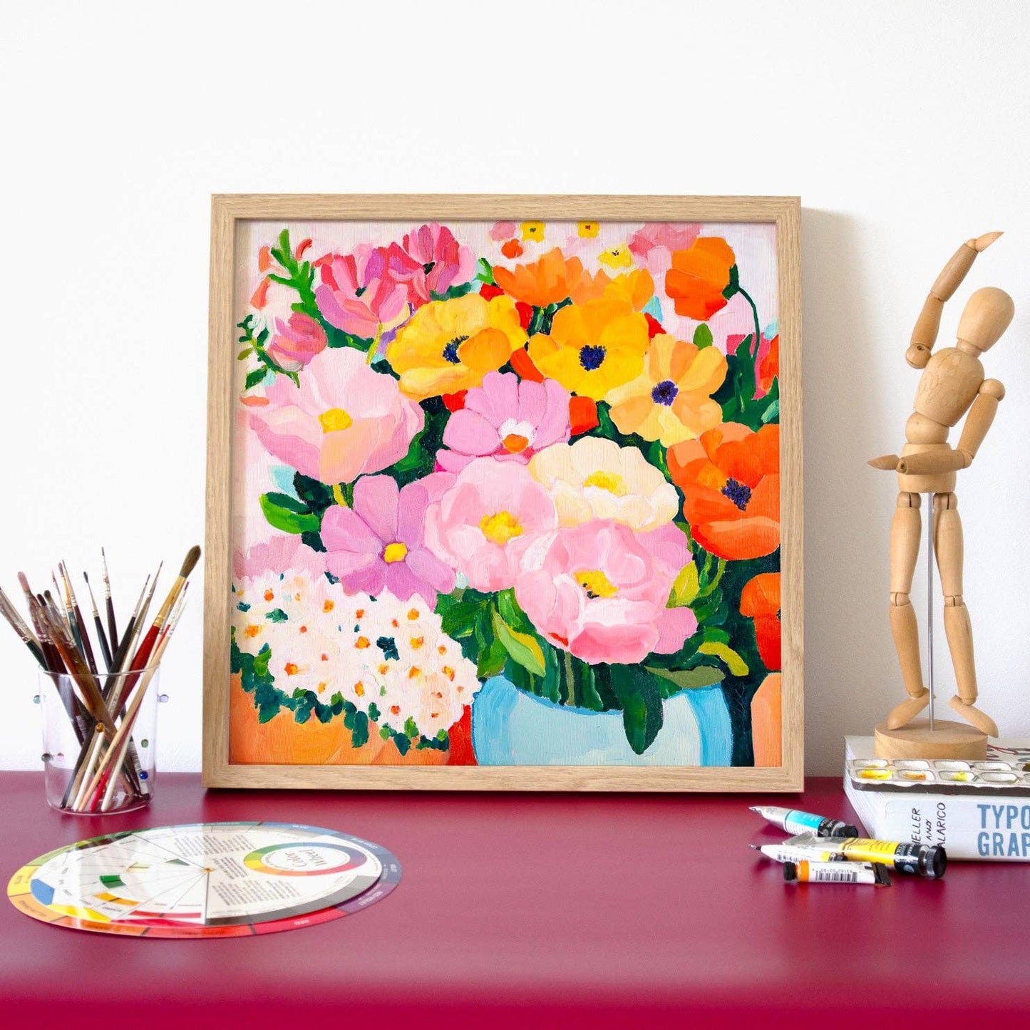 Market Day Flowers - Kunsttrykk - 8x8"
