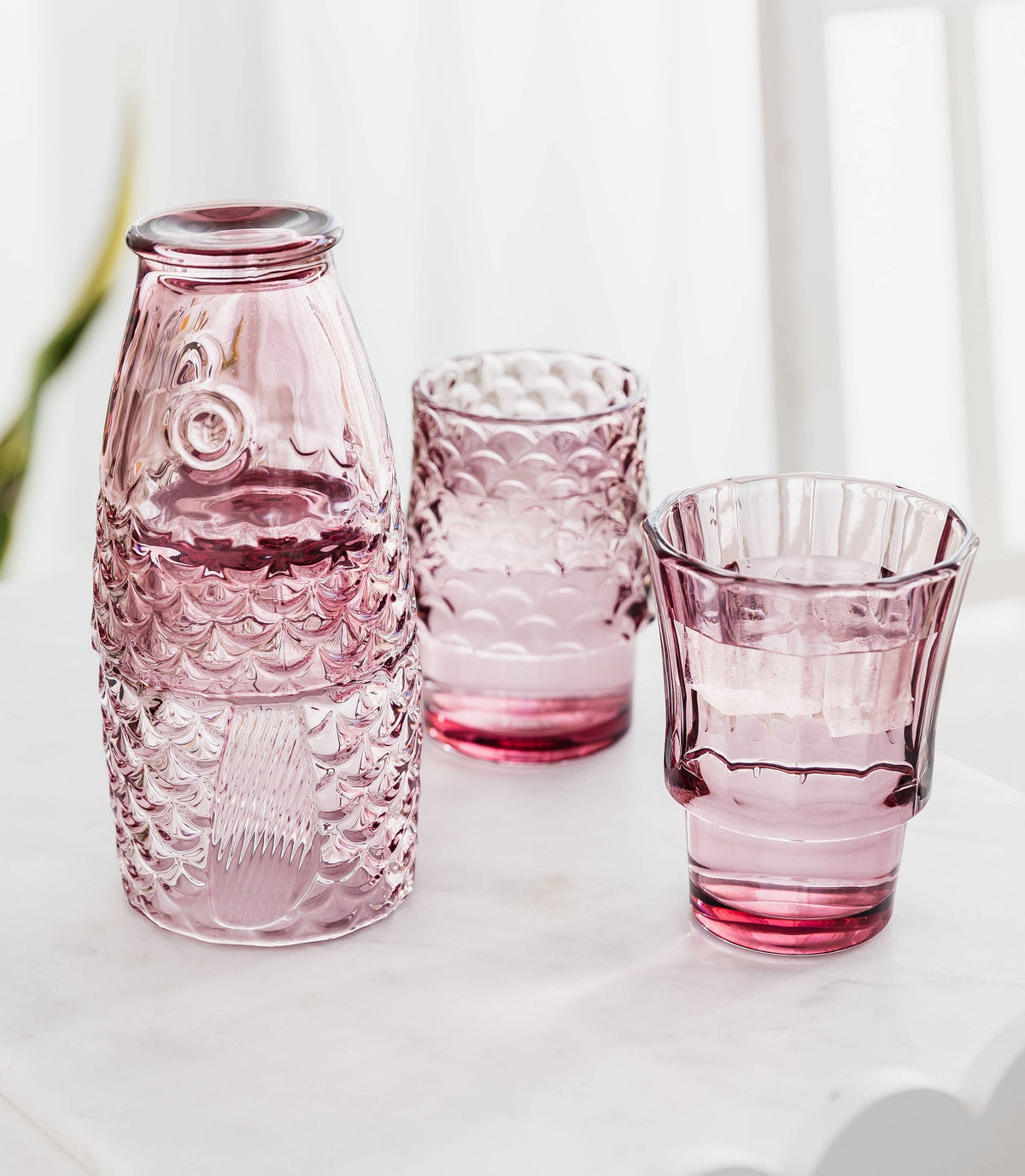 4 stk Stableglass – Fisk Rosa