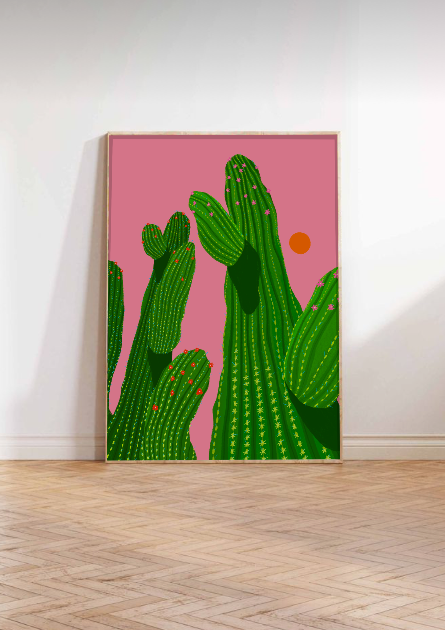Pink Cactus Kunsttrykk A4